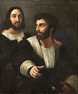 拉斐爾畫自己和徒弟羅曼諾(公有領域)