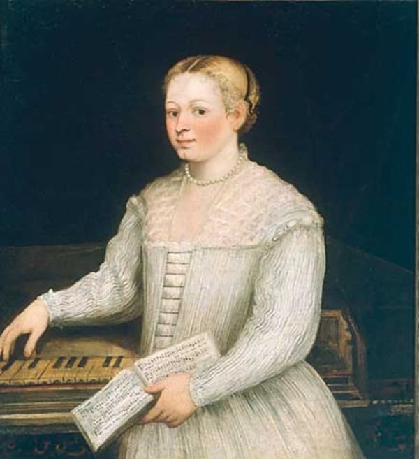 1580-Marietta自畫像-Self-portrait with a spinet-收藏在烏菲茲美術館)