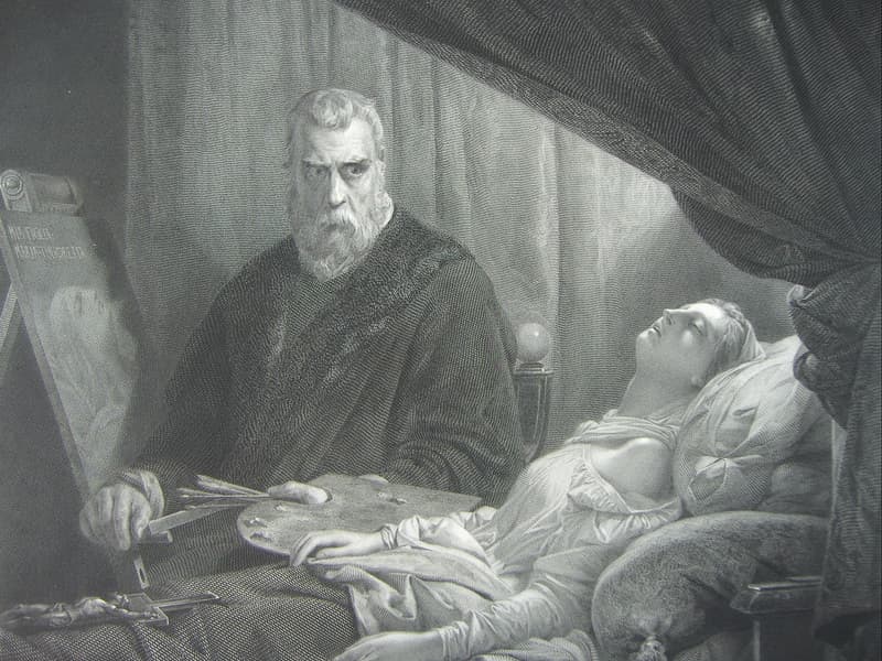 1846-tintoretto-at-the-deathbed-of-his-daughter by leon cogniet