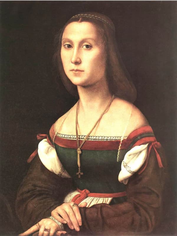拉斐爾作品<la muta>1507年，被認為是喬凡娜·達·蒙特費爾特羅 (公有領域)