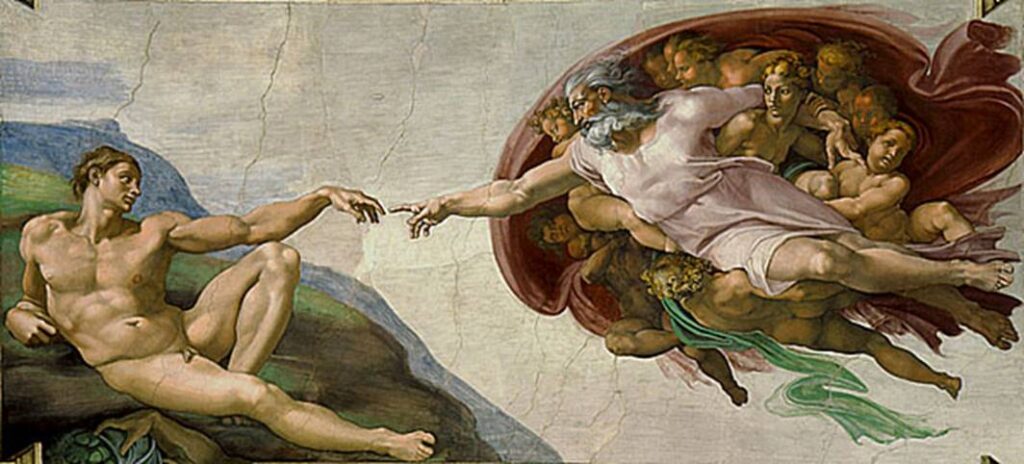 《創世紀》中的經典畫面「創造亞當」 (公有領域)
