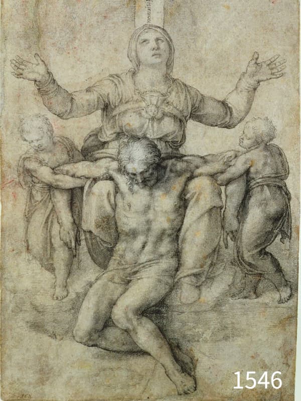 1546年米開朗基羅畫給科隆娜的《聖殤》(公有領域)