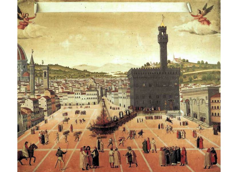 薩佛納羅拉的酷刑 – (Francesco di Lorenzo Rosselli, 1498 – 佛羅倫斯聖馬可博物館