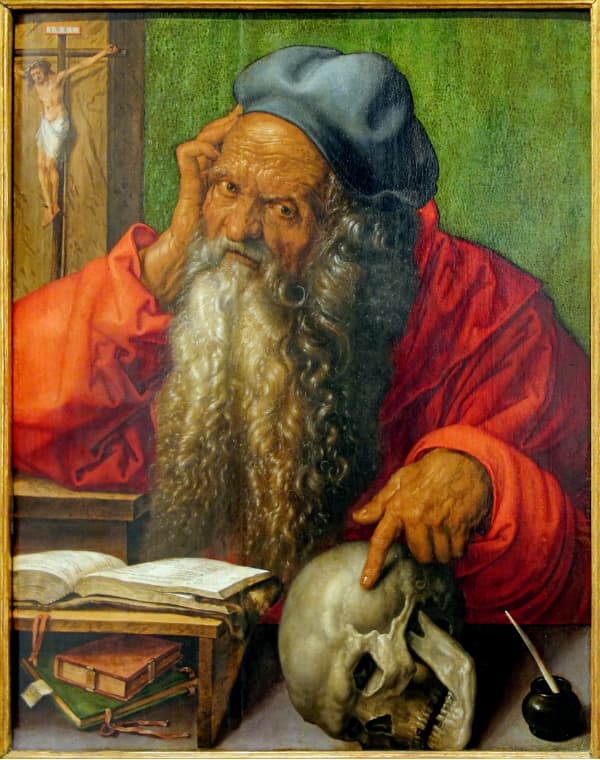 杜勒(Albrecht_Dürer)於1521年繪製的《書房中聖傑羅姆》(Saint Jerome in the study)