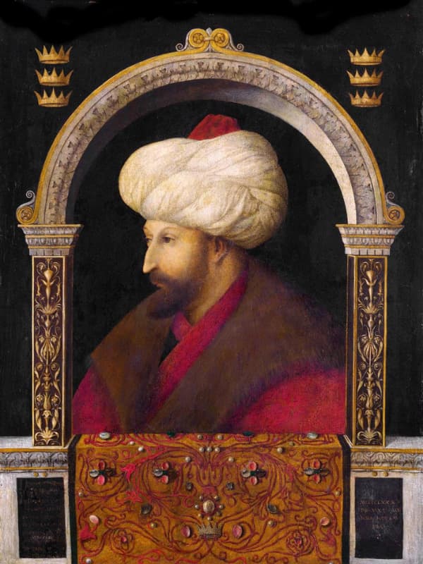 1480年貝哥哥(Gentile Bellini)繪製的鄂圖曼蘇丹穆罕默德二世(Portrait of Ottoman Sultan Mehmed the Conqueror)公有領域