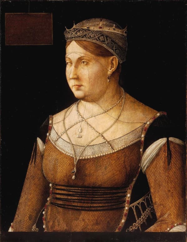 1500年貝哥哥繪製的賽普勒斯女王肖像(portrait-of-catherine-cornaro-queen-of-cyprus) 公有領域