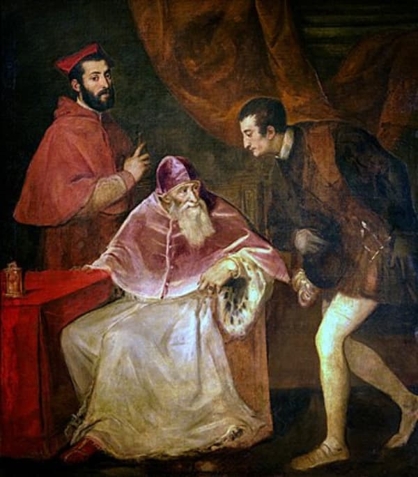 1546-titian-pope-paul-iii-with-his-grandsons-alessandro-the-young-and-ottavio-farnese-卡波狄蒙特美術館